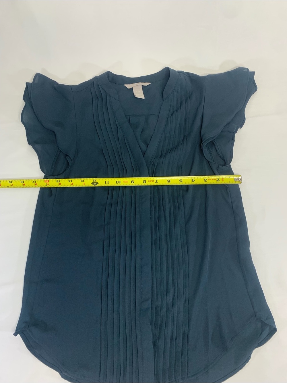 H&M XXS Women’s Navy Pleated V-Neck Blouse